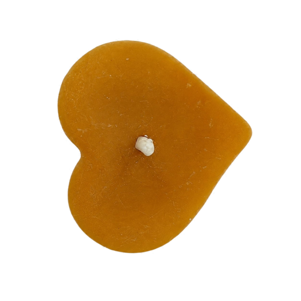 BeesFriend hand-poured pure beeswax heart-shaped tea light, made from rescued hive cappings wax