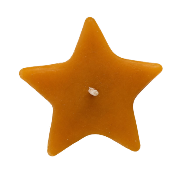 BeesFriend hand-poured pure beeswax star-shaped tea light, made from rescued hive cappings wax