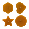 BeesFriend hand-poured pure beeswax tea lights in four shapes — round, heart, star and hexagon — made from rescued hive cappings wax